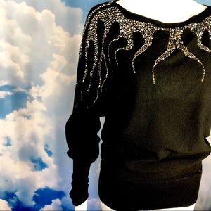 SOLD ‼️Rhinestone Black Sweater Super Soft Stretch